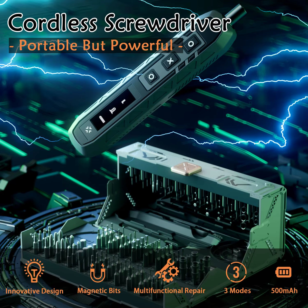 180 in 1 Precision Electric Screwdriver Set 3 Torque Modes with 160 Magnetic Bits Cordless Repair Tool Kit for Iphone PC Camera