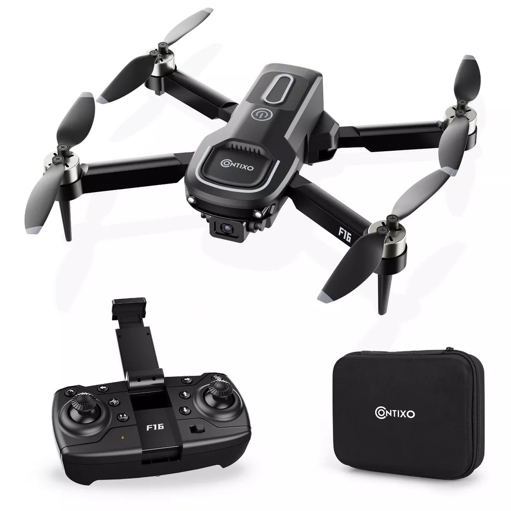 Contixo F16 Ziro Stunt Drone with 1080P HD Camera, FPV Capability, Foldable Design, 16-Minute Flight Time, Brushless Motor, and Follow Me Feature - Black