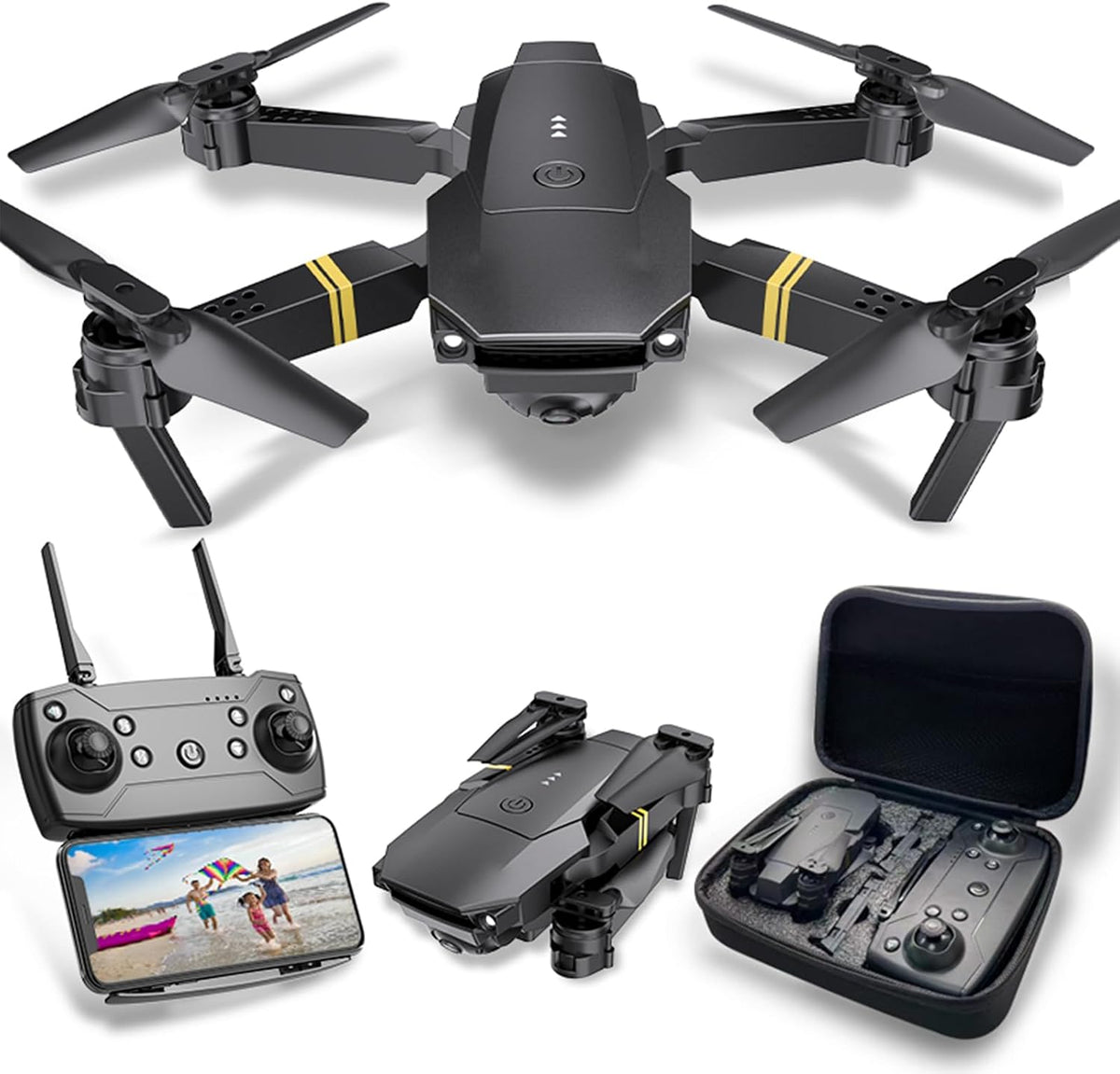 Professional 1080P Mini Drone with Camera for Adults - Foldable RC Quadcopter with Altitude Hold, One-Key Takeoff, 3D Flip, and Three Batteries