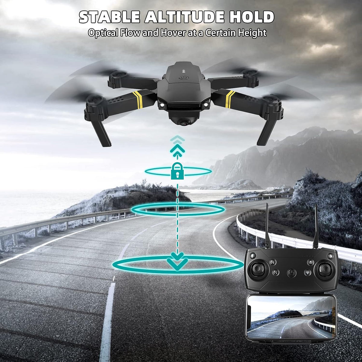 Professional 1080P Mini Drone with Camera for Adults - Foldable RC Quadcopter with Altitude Hold, One-Key Takeoff, 3D Flip, and Three Batteries