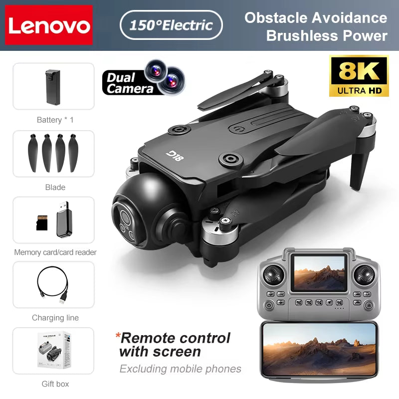 D18 Drone 8K Aerial HD Dual-Camera Intelligent Obstacle Avoidance Brushless Power 5G WIFI Screen Remote Control GPS Drone