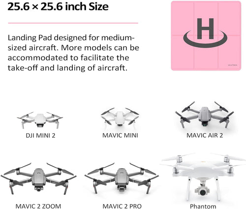 25-Inch Weighted Drone Landing Pad for DJI Mini 3 Pro, Mavic 3, Mavic Air 2/2S, DJI Mini 2, FPV Drone, and Avata Fly More Kit Accessories (Pink)
